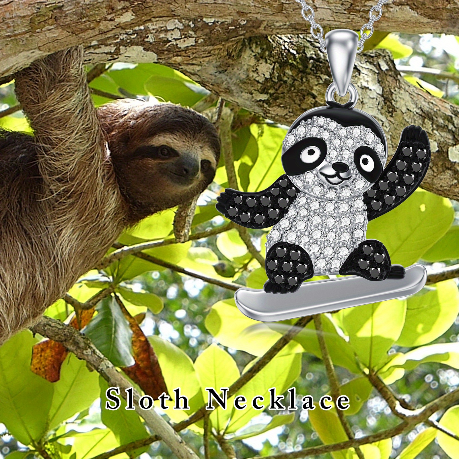 Sterling Silver Sloth Necklace, Unique Design